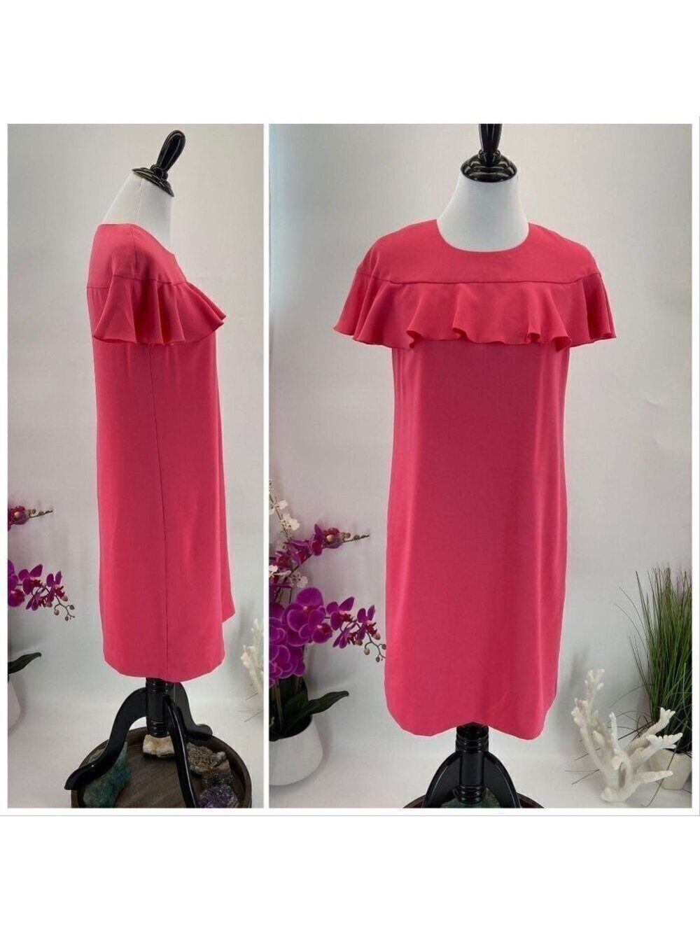 $168 Dress NWT Trina Turk Pink Flutter Sleeve sz 6